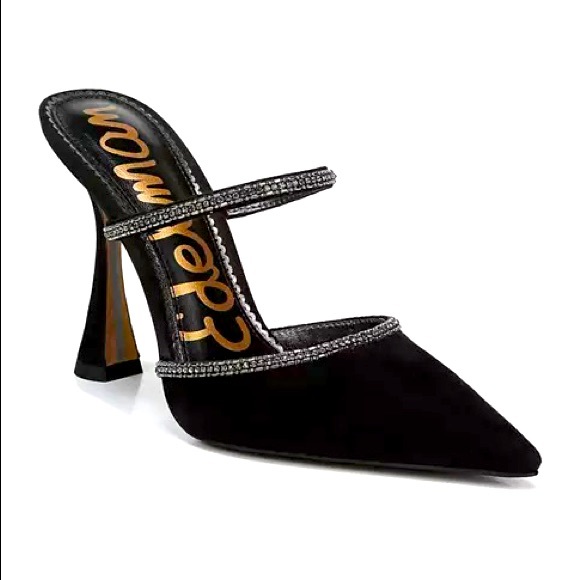 Sam Edelman | Shoes | Sam Edelman Womens Anita Black Mules Heel Pumps  Crystal Embellished Dress Shoes | Poshmark